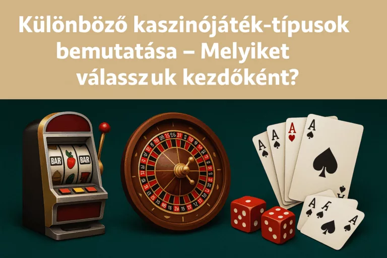 Különböző kaszinójátékok kezdőknek – slot, rulett, póker és blackjack játék ikonok